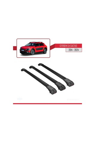 Citroen C4 Cactus 2014 Ve Sonrası İle Uyumlu Ace-1 Ara Atkı Tavan Barı Siyah 3 Adet Bar