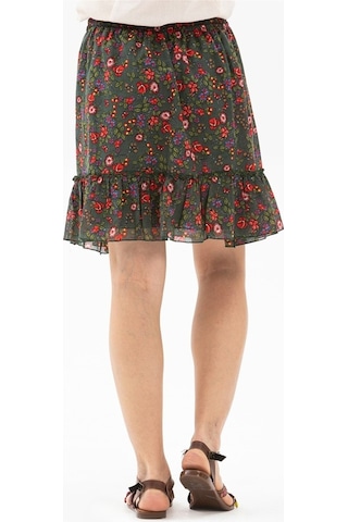 Buse Vual Kısa Etek Tomurcuk Desen Yeşil 6170