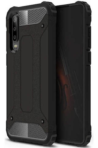 Ekılıf - Huawei P30 Uyumlu Kılıf Çift Katman Zırh Tank Crash Military Kapak - Siyah