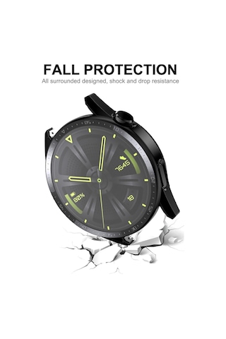 Novstrap Huawei Watch Gt3 46mm İle Uyumlu Ekran Koruyucu Temperli Cam Ve Kasa Koruyucu Sert Pc