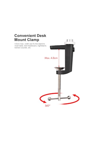 Reedark Katlanabilir Masa Üstü Metal Braket 1/4 Vida 3kg Kapasiteli Küresel Başlıklı Led Dolgu Işığı Web Kamerası Akıllı Telefon Tutucu