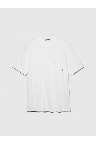 %100 Pamuk Göğsü Cepli Bisiklet Yaka Slub T-shirt Erkek Beyaz T-shirt - 324p3wf0s103l Beyaz