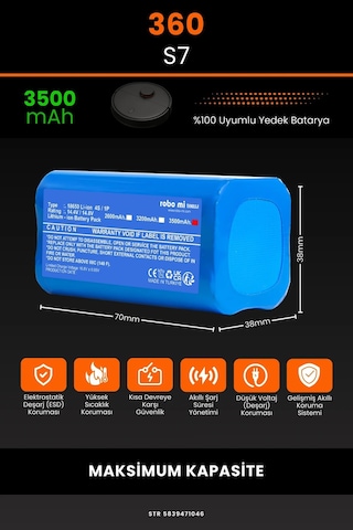 360 S7 3500mah Robot Süpürge Bataryası
