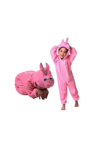 Çocuk Tavşan Kostümü Pembe Renk 4-5 Yaş 100 Cm Lisinya