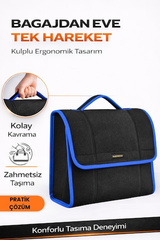 Oto Bagaj Organizer Bagaj Çantası M Boy Kaymaz Cırt Bantlı Velur Kompakt Düzenleyici - Mcx2