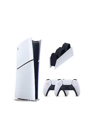 Sony Playstation PS5 Slim 1 TB Digital Edition Oyun Konsolu + 2. PS5 Kol Beyaz + PS5 Şarj İstasyonu (İthalatçı Garantili)