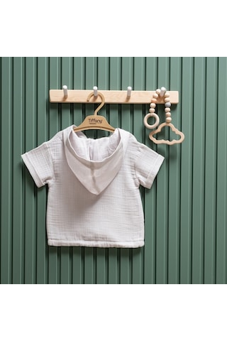 Tiffany Baby & Kids Tiffany Baby Müslin Theme Kapşonlu Tişört 26123 Gri