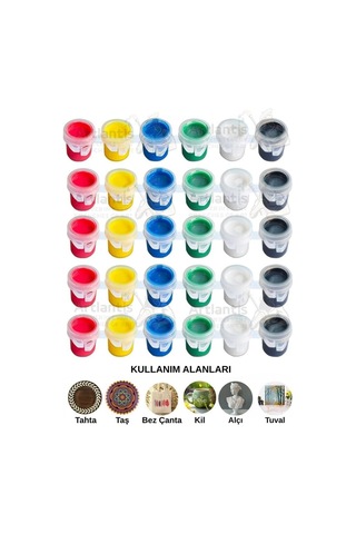 Akrilik Boya 3 Ml 6 Renk 5 Paket Mini Küçük Akrilik Boya Taş Ahşap Seramik Tuval Alçı Tuval Etkinlik Boyama Sanatsal