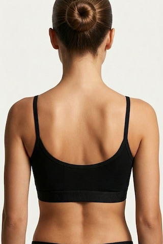 Mataş Kadın İnce İp Askılı Pedli Pamuklu Büstiyer Crop Bralette Siyah