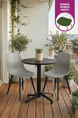 Vilinze Tilia Plastik Bahçe Balkon Bistro Seti Katlanır Masa 60 60 Cm Siyah
