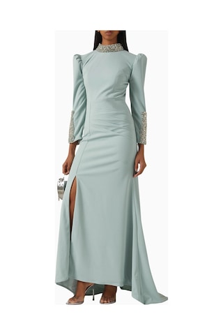Ac By Aanchal Chanda Crystal - Embellished Kristal Işlemeli Maxi Kadın Elbise Yeşil