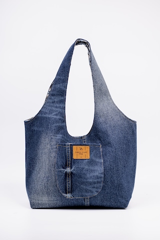 Fabric Craft Bag Omuz Çanta Pamuk Denim Lazer Efekt Yıkamalı Kot Lacivert