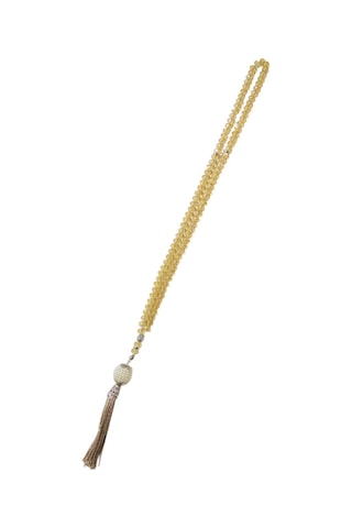 İnci Desenli Püsküllü 99'lu Hediyelik Tesbih - 8 Mm Kristal Bal Rengi