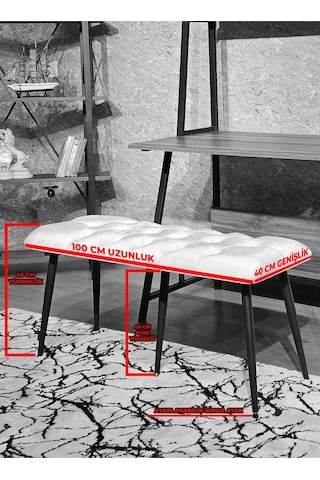 Siyah Boyalı Füme Oturak Metal Sivriltme Ayaklı Babyface Puf & Be 001