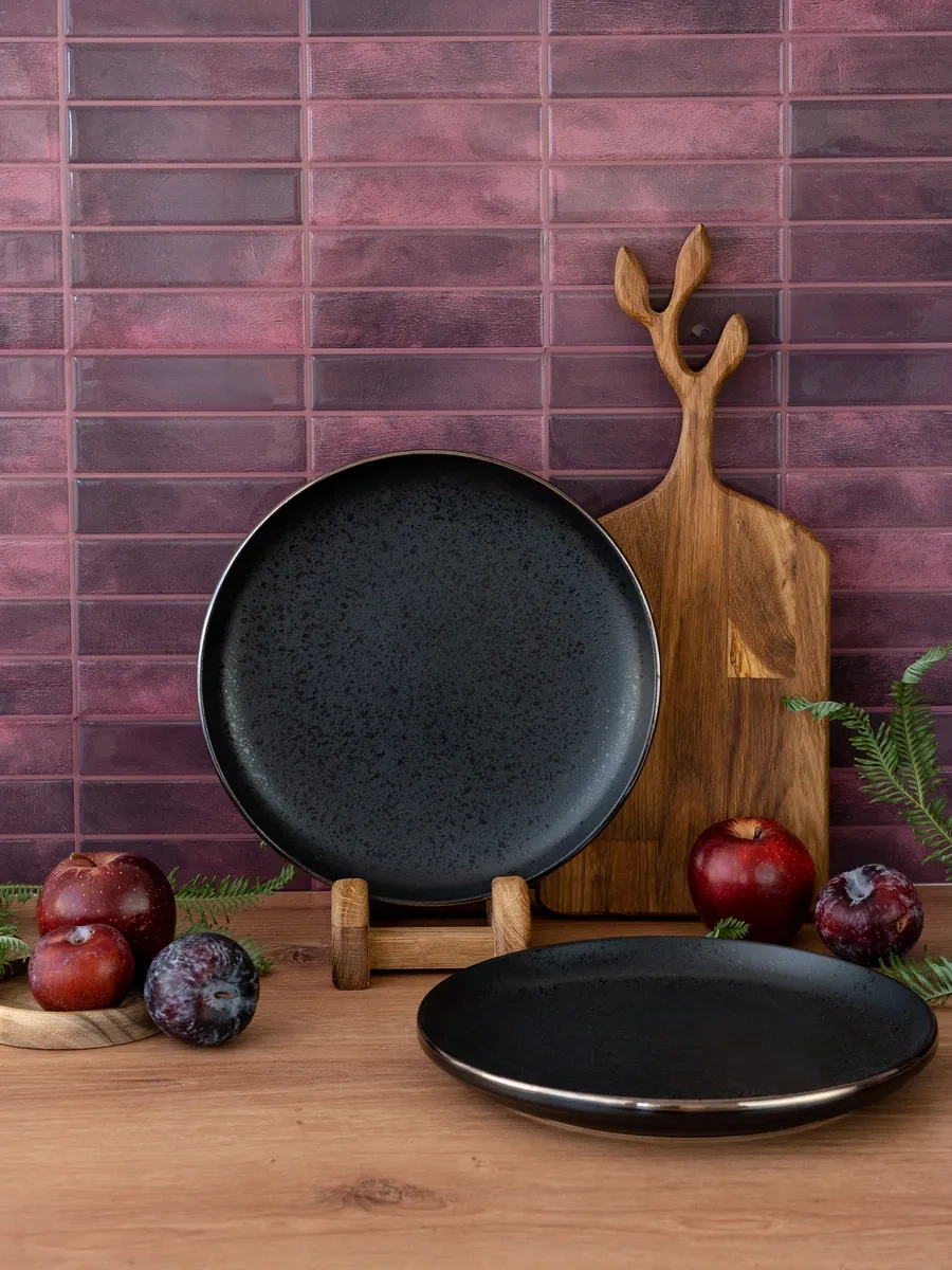 Korall Elite Black 26,5 Cm Düz Yemek Tabakları 2'li Set 32448970 Siyah