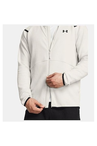Under Armour Full Zip Unstoppable Fleece Erkek Ekru Kapüşonlu Ceket