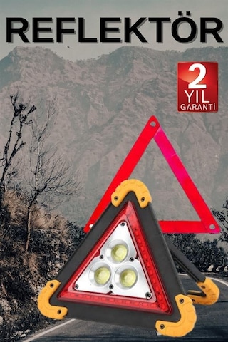Güneş Enerjili Çok Fonksiyonlu Reflektör, 500 Lümen Işıklı İkaz Lambası