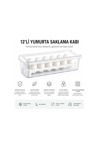 12 Gözlü Kilitli Yumurta Saklama Kabı Plastik Yumurta Taşıma Kutusu Kapaklı Şeffaf Buzdolabı Düzenleyici Bpa Free 12'li Yumurta Organizeri Çok Renkli