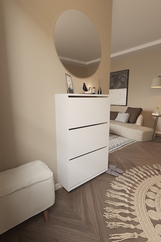 Dekorfim DF08101B Ayakkabılık Raflı Ayakkabılık 3 Bölmeli Kapaklı Ayakkabılık