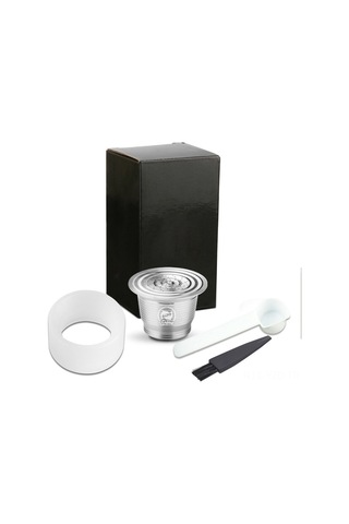 Yuntech01 304 Çelik Kahve Kapsülü Seti - Nespresso Uyumlu Yuvarlak Delik + Kaşık + Fırça + Toz Basma Çemberi Diğer