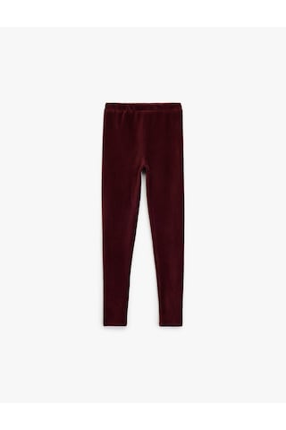 Koton Beli Lastikli Uzun Kadife Tayt Bordo 7wkg40010ak