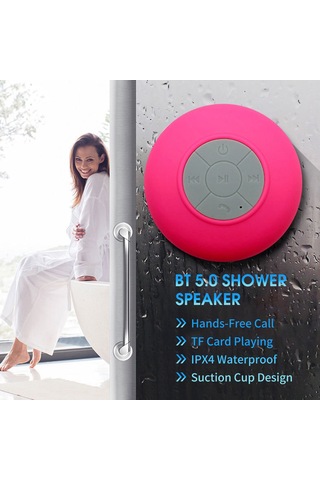 Hangfox Banyo Için Ipx4 Su Geçirmez Led Işıklı Bt 5.0 Hoparlör - Sünger Tutucu, Kolaysız Arama, Tf Kart Desteği, Siyah