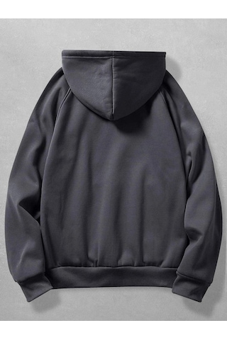 Winner Snow Scene Sweatshirt - Füme Baskılı Oversize Kapüşonlu Gri