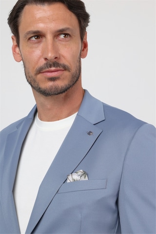 İmza Mavi Kendinden Desenli Mono Yaka 6 Drop Slim Fit Takım Elbise 1001260165