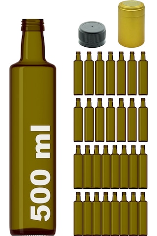 Afracam Dorika Yeşil 500 ML Cam Şişe Kapak Kapüşon 30 Adet