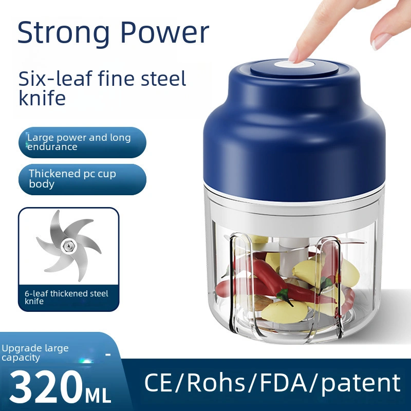 Kangvka Kablosuz Elektrikli Sarımsak Kesici 250ml Mor Mini Blender 4 Blatlı Bıçaklı Yemek Hazırlama Aleti Diğer