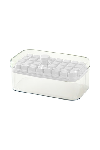 Suofeng Dondurucu Buz Kalıbı Seti: 32 Adet Buzluk, Basarak Bırakma Fonksiyonu, Kapaklı Depolama Kutusu Ve Buz Kaşığı İle, Boşluk Tasarımı, Gıda Grubu Malzeme Çok Renkli