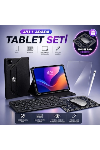İpad Pro 13 İnç M4 2024 Uyumlu 4 Lü Tablet Seti Klavye + Kılıf + Kalem