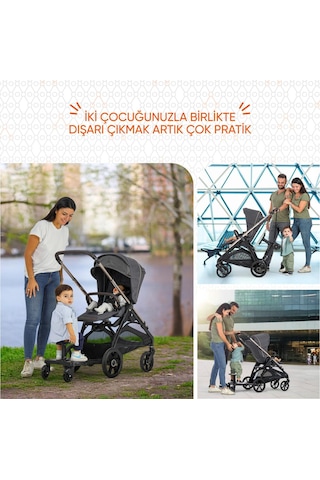 Gezenbebe Hero Bebek Arabaları İçin Oturaklı 2. Çocuk Aparatı Elephant Gri - Siyah