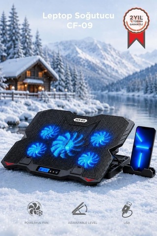Özel Üretim Taşınabilir Destek Cihaz Altlığı Çalışma Alanı Laptop Soğutucu Cf09 Siyah