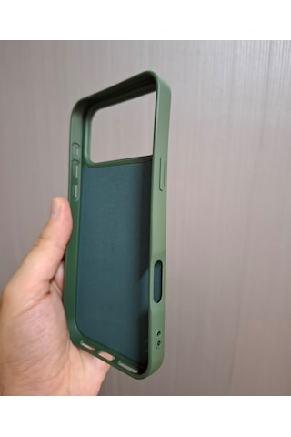 Apple Uyumlu iPhone 17 Pro Max Logolu İçi Kadife Silikon Lansman Kılıf Haki