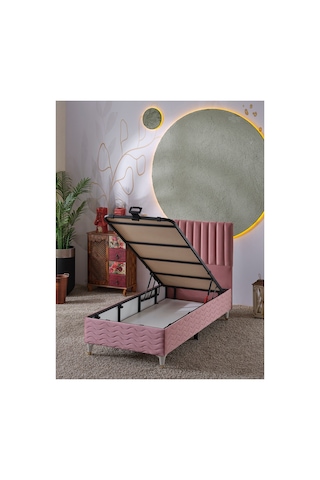 Beehanem Ezgi Pembe 100x200 Geniş Tek Kişilik Genç Odası Baza Başlık Takımı Modern 2'li Set 100 x 200
