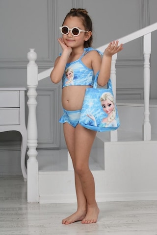 Kız Çocuk 3 Parça Çantalı Bikini 0127 Mavi