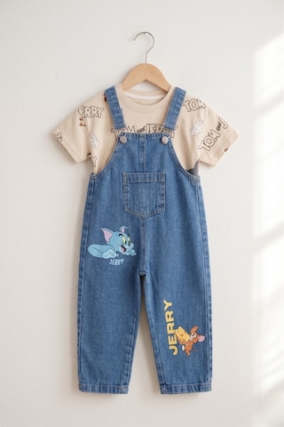 Nota Kids Erkek Çocuk Kot Salopet Ve Tişört Set 3-6 Yaş Mavi