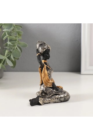 Simalend Afrika Kadın Çiçekli Elbiseli Heykel Hediyeliği 271600701