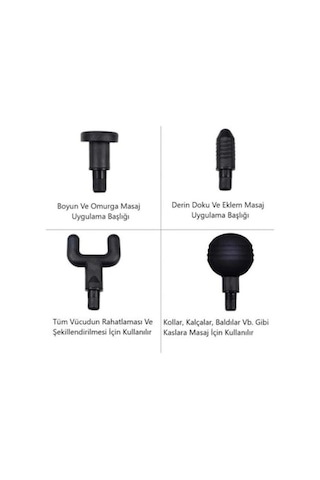 Realx 4 Başlıklı Titreşimli Yoğurmalı 6 Fonksiyonlu Masaj Aleti Siyah