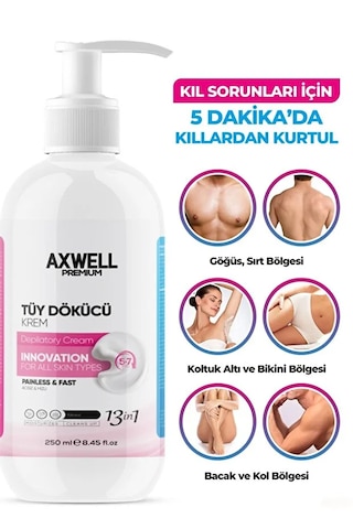 Axwell Tüy Dökücü Krem 250ml Tüm Cilt Tipleri İçin