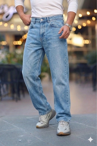 Little Cup Jeans Co Erkek Açık Mavi Rodeo Baggy Fit Rahat Kalıp Jean Pantolon