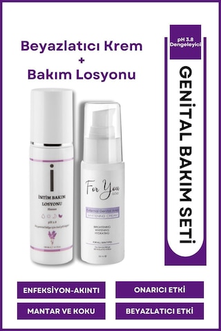 Intim Genital Bölge Koku Gidermeye Yardımcı Losyon + Genital Beyazlatıcı Krem Set 50ml