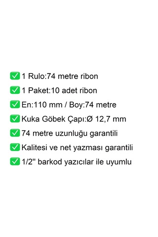 110x74 Wax Ribon En:110 Mm Boy:74 Metre 10 Adet 10