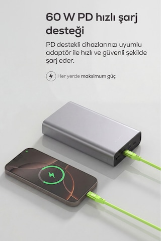 Type-c To Type-c Hızlı Şarj Kablosu 60w Pd, Ultra Esnek Silikon, 480mbps, 1.2m Yeşil-v0201017