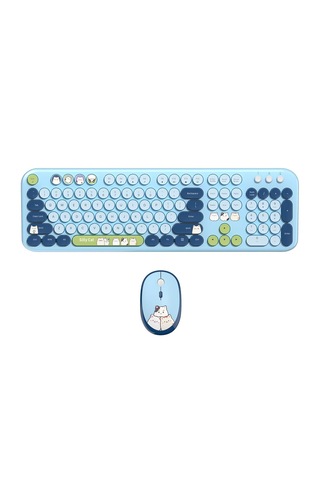Mofıı Silly Cat Kablosuz Klavye Mouse Seti 2.4g Sevimli Kedi Tasarımlı 104 Tuş Set Optik