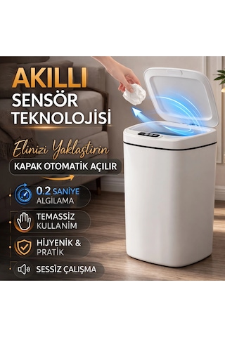 Sensörlü Çöp Kovası Otomatik Kapak Temassız Çok Renkli