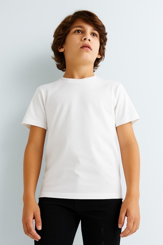 Esila Kids Çocuk Tişört Unisex Kısa Kollu Pamuklu Beyaz