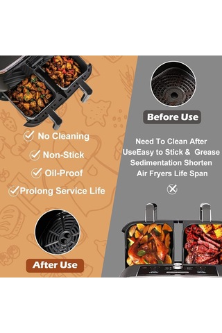 Maiyame Ninja Foodi Dz201 İçin Yeniden Kullanılabilir Silikon Bezeler - 8 Quart, Anti Yapışkan, 2 Adet Seti Siyah