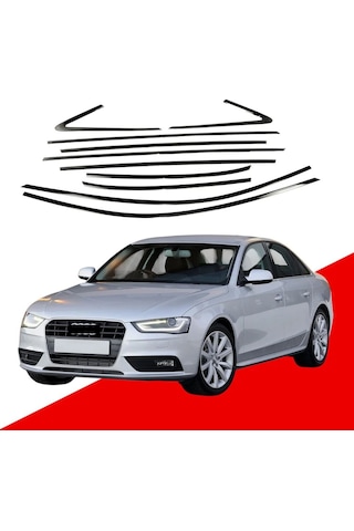 Autogp Audi A4 Cam Çerçevesi Kenar Çıtası Krom Tamtur 2012 / 2015 12 Parça